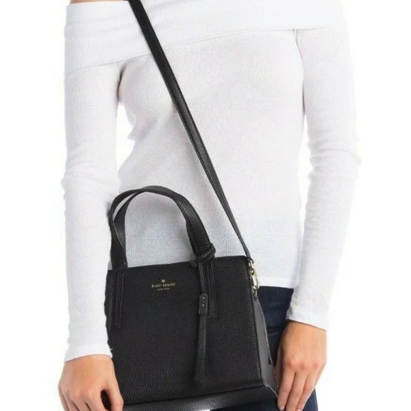 Kate Spade Grey Street Dominque Black Satchel with Gold Accents - Picture 2 of 12